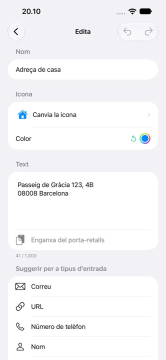 Edició d’un cutling, triant icona i color