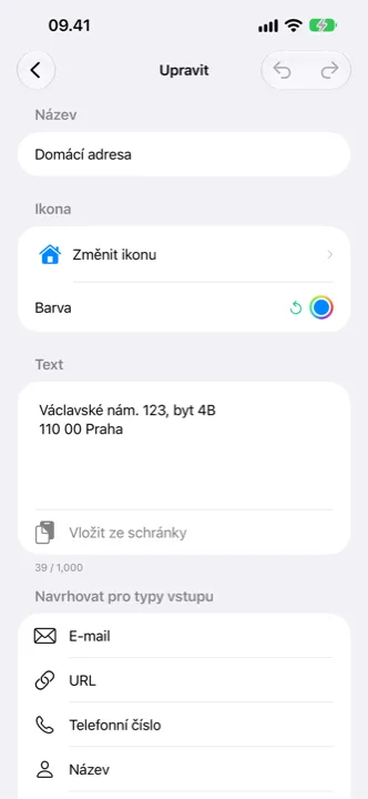 Úprava cutlingu s výběrem ikony a barvy
