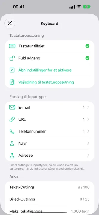 Indstillingerne med iCloud-synkronisering