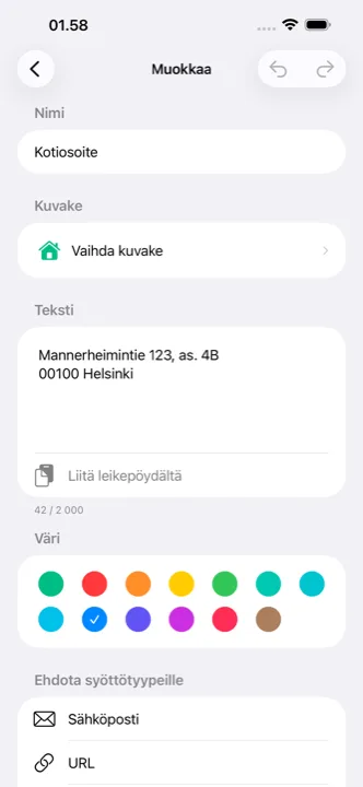 Cutlingin muokkaus: kuvakkeen ja värin valinta