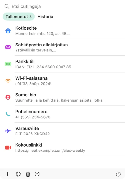 Cutlingin valitsin Macilla, listassa tallennettuja cutlingeja