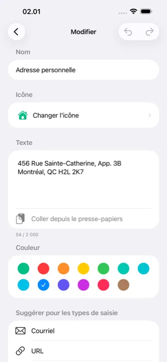 Modification d’un cutling, avec le choix des icônes et des couleurs