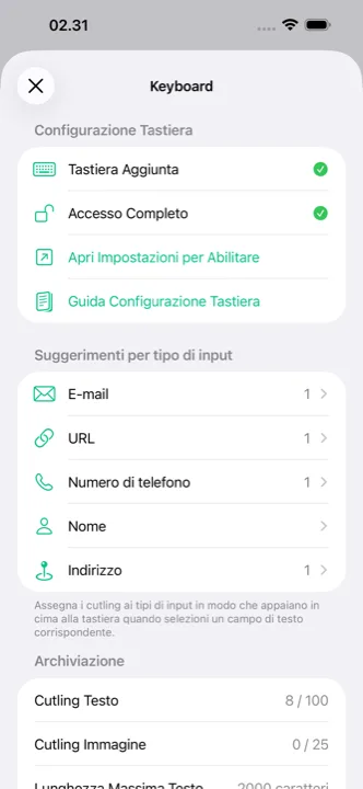 La schermata delle impostazioni con la sincronizzazione iCloud