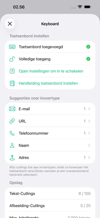 Het instellingenscherm met iCloud-synchronisatie