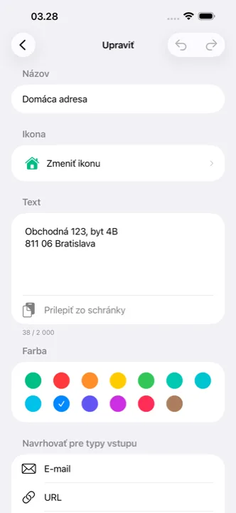 Úprava cutlingu s výberom ikony a farby