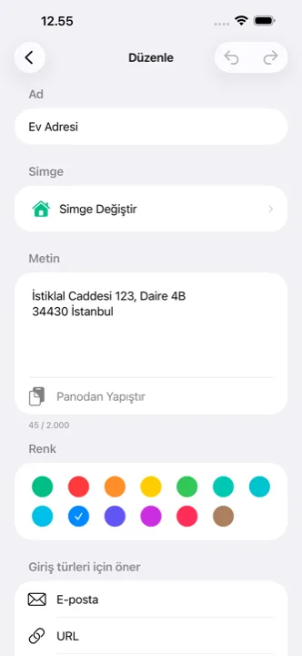Bir cutling düzenlenirken simge ve renk seçimi