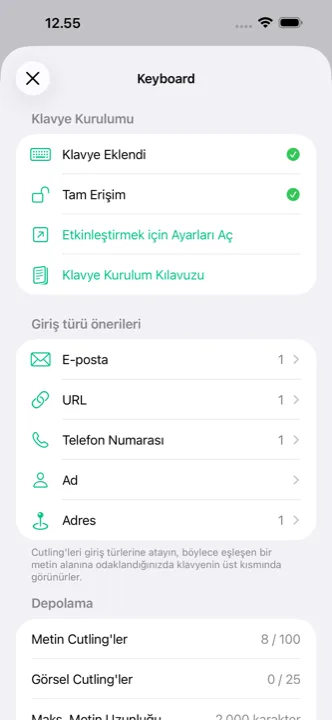 iCloud eşitlemesinin göründüğü ayarlar ekranı